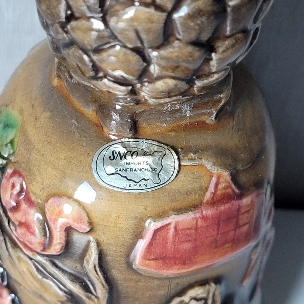 Vintage SNCO Japan Lake Tahoe Ceramic Souvenir Bell Pinecone Handle Squirrel